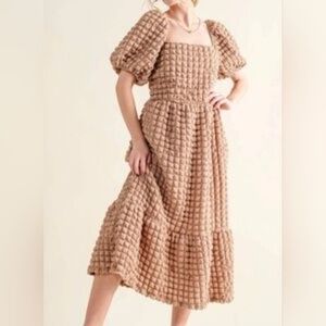 NWT Simply Southern Beige Tan Ruffled Smocked Maxi Dress Size Large